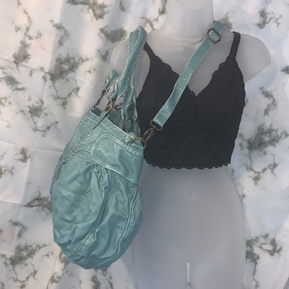 🎒 Vintage Deux Lux Teal Western Embossed Large Shoulder Bag Urban Outfitters - Picture 3 of 14